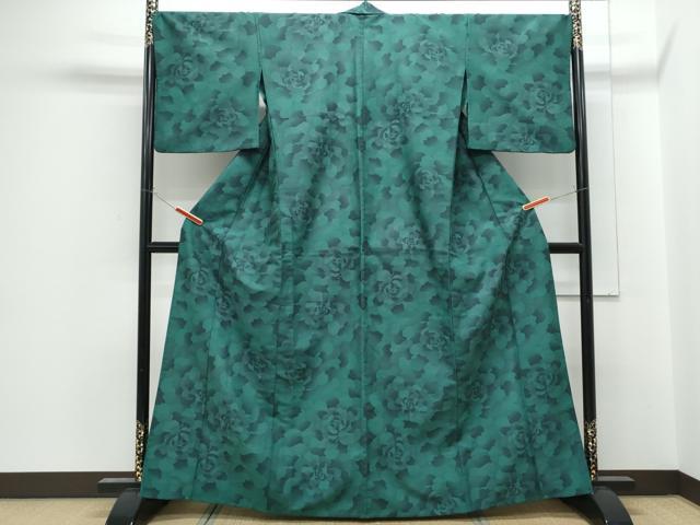平和屋着物▽小紋　単衣　草花文　洗える着物　CABG2494th