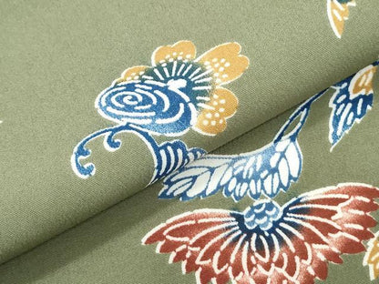 平和屋着物▽小紋　単衣　花鳥文　洗える着物　未使用　CABG2495th