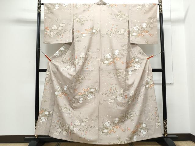 平和屋着物▽小紋　単衣　エ霞草花文　洗える着物　CABG2500th