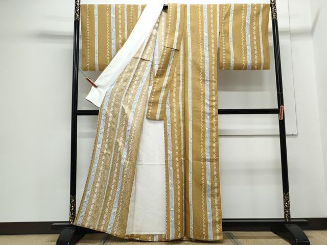 平和屋着物▽小紋　単衣　草花間道　洗える着物　CABG2501th