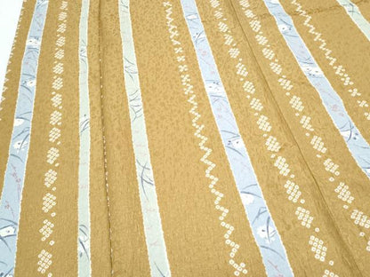 平和屋着物▽小紋　単衣　草花間道　洗える着物　CABG2501th