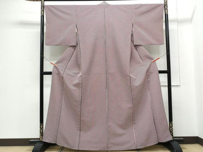 平和屋着物▽小紋　単衣　縞　洗える着物　CABG2502th