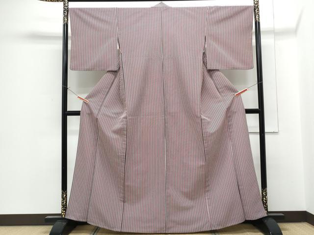 平和屋着物▽小紋　単衣　縞　洗える着物　CABG2502th