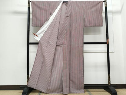 平和屋着物▽小紋　単衣　縞　洗える着物　CABG2502th