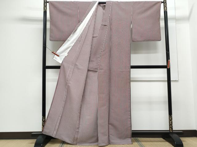 平和屋着物▽小紋　単衣　縞　洗える着物　CABG2502th
