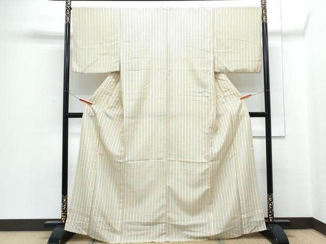 平和屋着物▽小紋　単衣　間道　洗える着物　CABG2507th