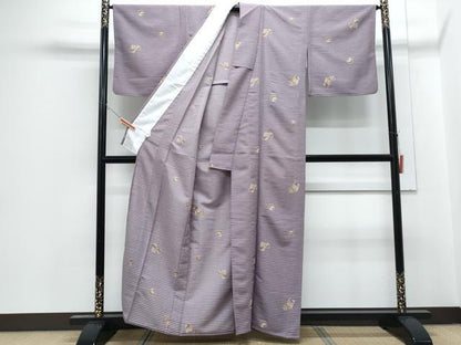 平和屋着物▽小紋　単衣　兎　色紙重ね花文　洗える着物　CABG2508th