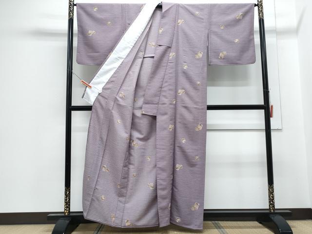 平和屋着物▽小紋　単衣　兎　色紙重ね花文　洗える着物　CABG2508th