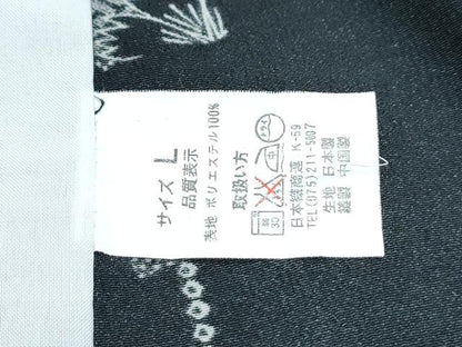 平和屋着物▽小紋　単衣　吉祥花文　黒地　洗える着物　CABG2509th