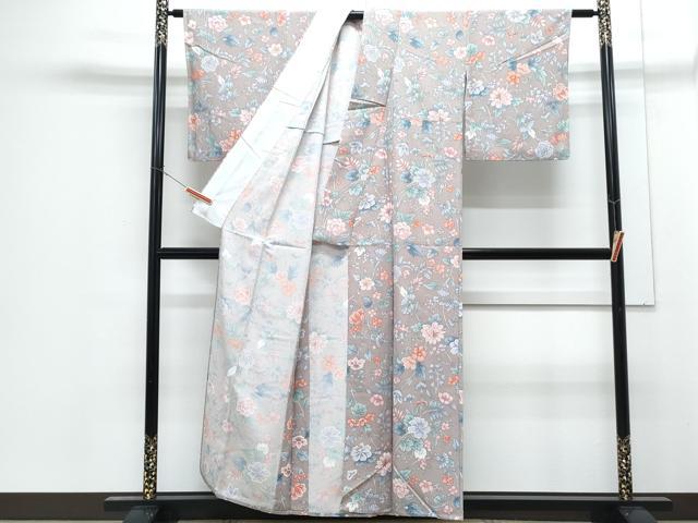 平和屋着物▽小紋　単衣　花唐草文　洗える着物　CABG2510th