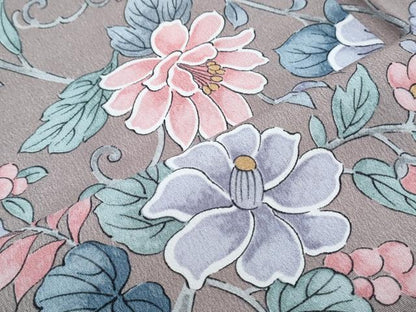 平和屋着物▽小紋　単衣　花唐草文　洗える着物　CABG2510th