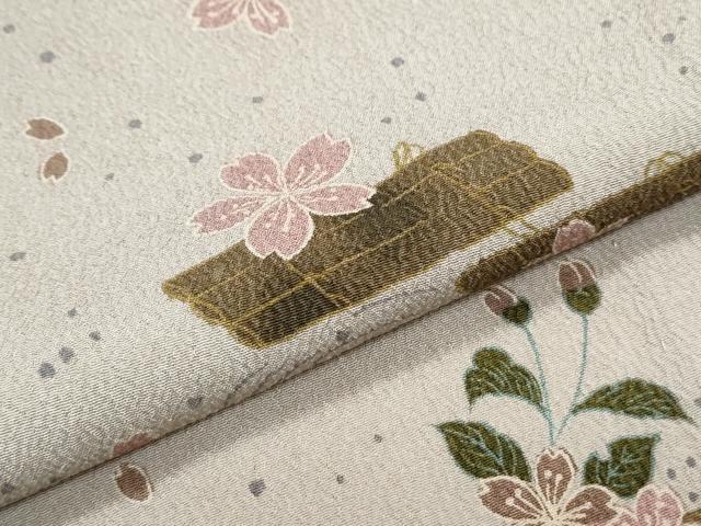 平和屋着物▽小紋　単衣　花筏文　洗える着物　CABG2513th