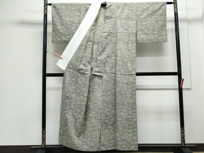 平和屋着物▽上質な紬　単衣　渦巻き　正絹　逸品　CABG2514th