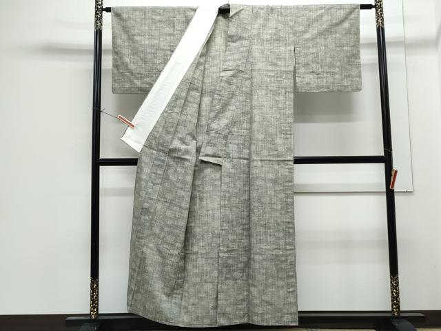平和屋着物▽上質な紬　単衣　渦巻き　正絹　逸品　CABG2514th
