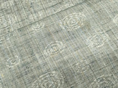 平和屋着物▽上質な紬　単衣　渦巻き　正絹　逸品　CABG2514th