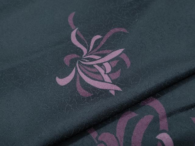 平和屋着物▽小紋　単衣　乱菊　黒地　洗える着物　CABG2517th