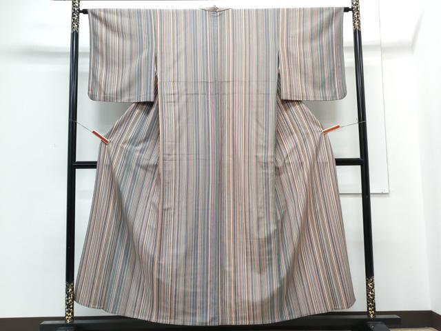 平和屋着物▽小紋　単衣　間道　洗える着物　CABG2518th