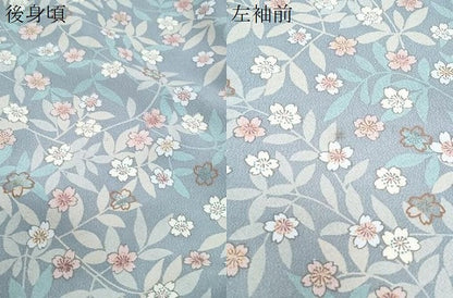平和屋着物▽小紋　単衣　草花文　洗える着物　CABG2522th