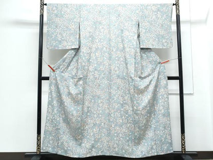 平和屋着物▽小紋　単衣　草花文　洗える着物　CABG2522th