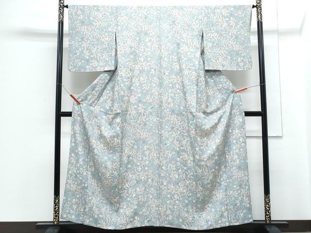 平和屋着物▽小紋　単衣　草花文　洗える着物　CABG2522th