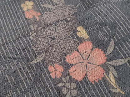 平和屋着物▽小紋　単衣　花間道　洗える着物　CABG2529th
