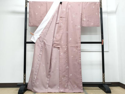平和屋着物▽小紋　単衣　雪輪花文　洗える着物　CABG2530th