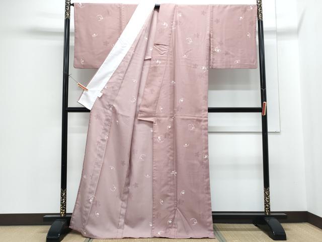 平和屋着物▽小紋　単衣　雪輪花文　洗える着物　CABG2530th