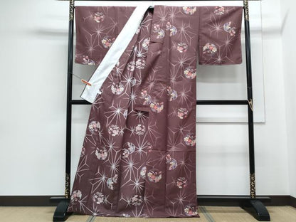 平和屋着物▽小紋　単衣　花丸文　洗える着物　CABG2531th