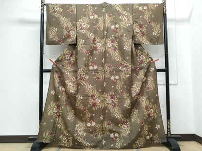 平和屋着物▽小紋　単衣　花丸文　洗える着物　CABG2534th