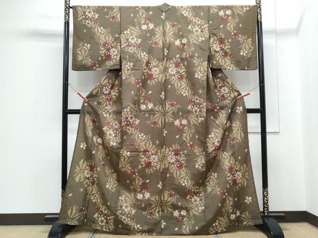平和屋着物▽小紋　単衣　花丸文　洗える着物　CABG2534th