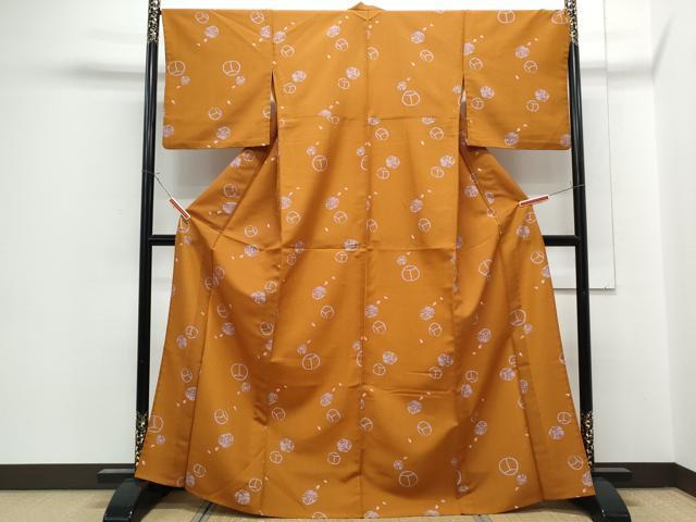 平和屋着物▽小紋　単衣　吉祥文　洗える着物　CABG2537th