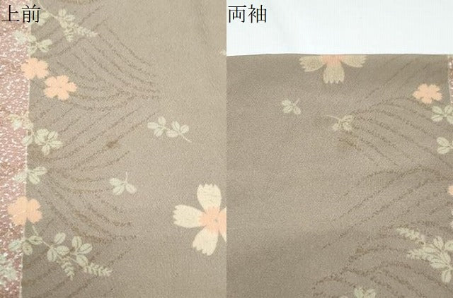 平和屋着物▽小紋　単衣　草花文　洗える着物　CABG2538th