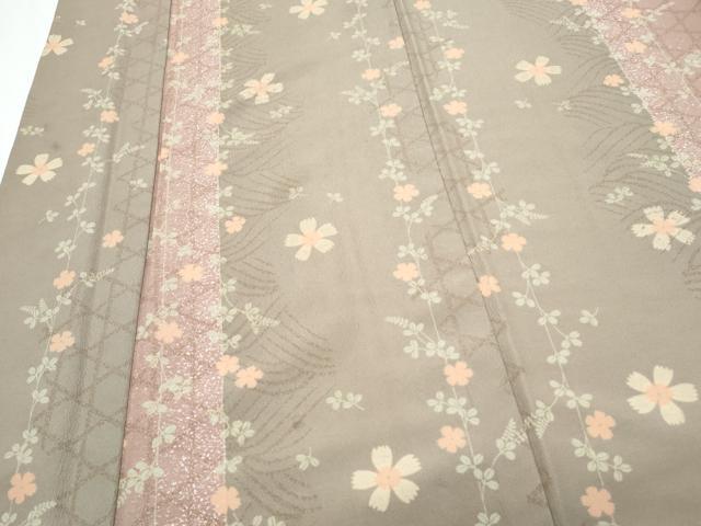 平和屋着物▽小紋　単衣　草花文　洗える着物　CABG2538th