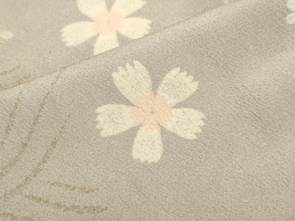 平和屋着物▽小紋　単衣　草花文　洗える着物　CABG2538th