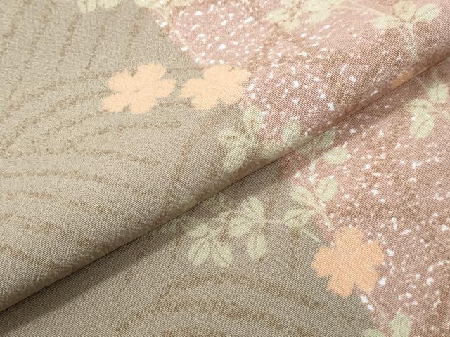 平和屋着物▽小紋　単衣　草花文　洗える着物　CABG2538th
