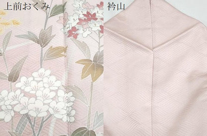 平和屋着物▽訪問着　単衣　草花文　銀彩　洗える着物　CABG2539th
