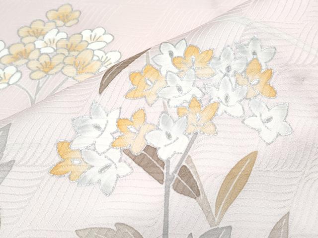 平和屋着物▽訪問着　単衣　草花文　銀彩　洗える着物　CABG2539th