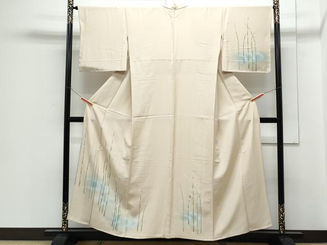 平和屋着物▽訪問着　単衣　流水草葉文　暈し染め　金彩　正絹　逸品　CABG2541th