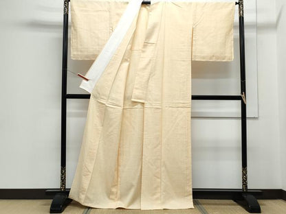 平和屋着物▽上質な紬　色無地　単衣　洗柿色　正絹　逸品　CABG2542th