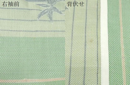 平和屋着物▽上質な紬　単衣　笹竹文　正絹　逸品　CABG2543th