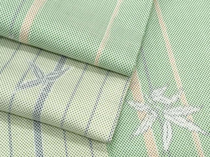 平和屋着物▽上質な紬　単衣　笹竹文　正絹　逸品　CABG2543th