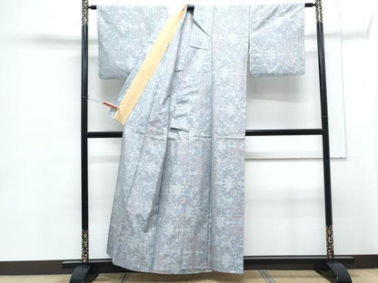 平和屋着物▽本場大島紬　単衣　7マルキ　花唐草文　正絹　逸品　CABG2547th