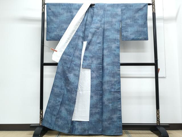 平和屋着物▽上質な紬　単衣　霞文　正絹　逸品　CABG2548th