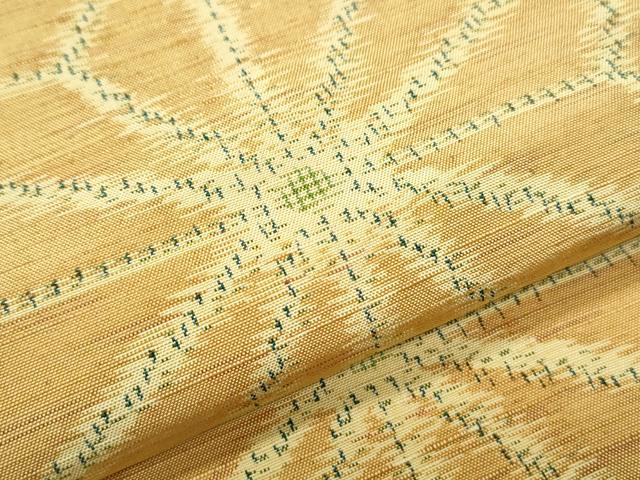 平和屋着物▽上質な紬　単衣　麻の葉文様　正絹　逸品　CABG2549th