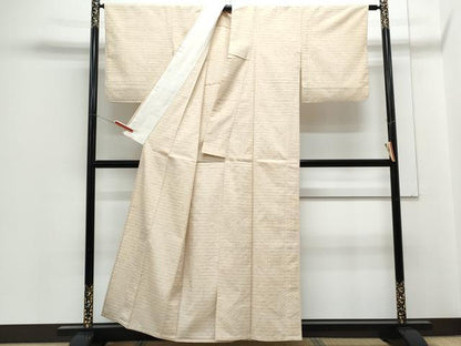 平和屋着物▽本塩沢　単衣　亀甲文様　正絹　逸品　CABG2552th
