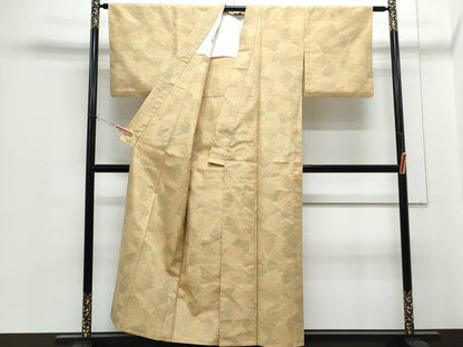 平和屋着物▽上質な紬　単衣　吉祥文　正絹　逸品　CABG2553th