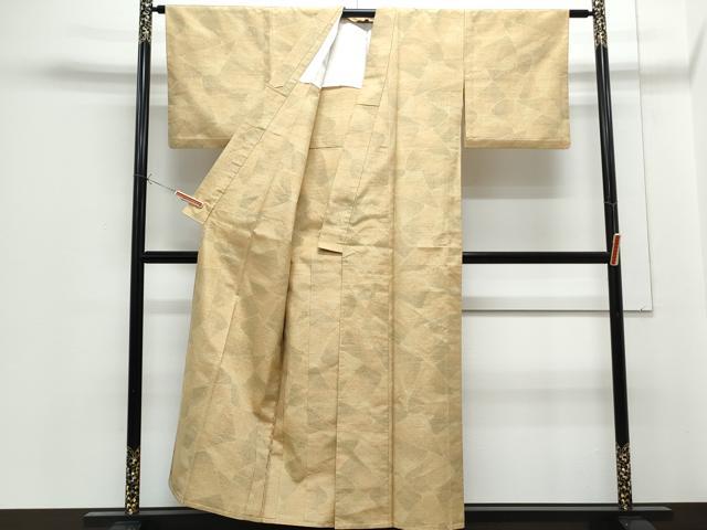 平和屋着物▽上質な紬　単衣　吉祥文　正絹　逸品　CABG2553th