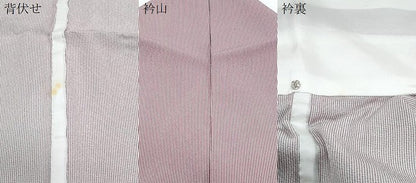平和屋着物▽江戸小紋　単衣　万筋　白色×京紫色　正絹　逸品　CABG2555th