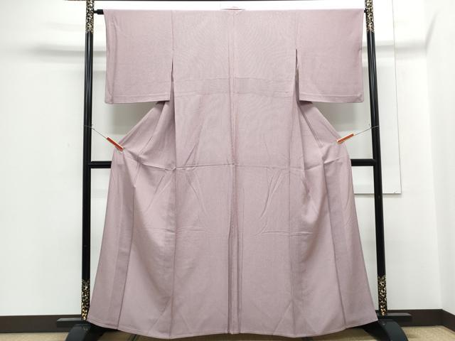 平和屋着物▽江戸小紋　単衣　万筋　白色×京紫色　正絹　逸品　CABG2555th