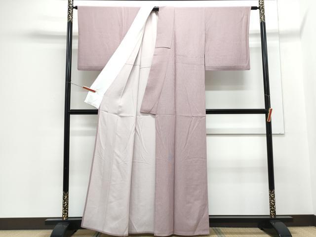 平和屋着物▽江戸小紋　単衣　万筋　白色×京紫色　正絹　逸品　CABG2555th